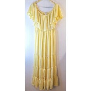 BUTTER YELLOW Maxi‎ Dress Sz 16 Flounce Ruffle Cottagecore Western Romantic Fem